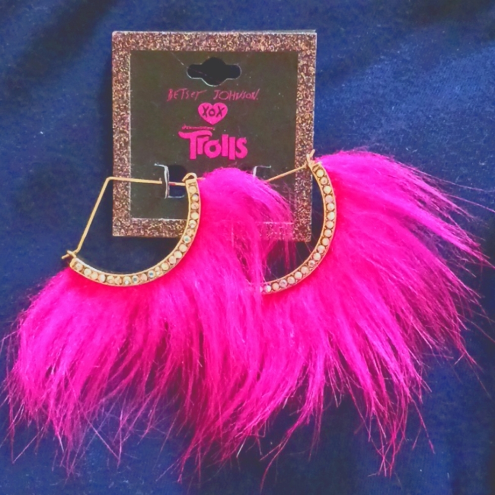 Betsey Johnson Trolls edition earrings pink